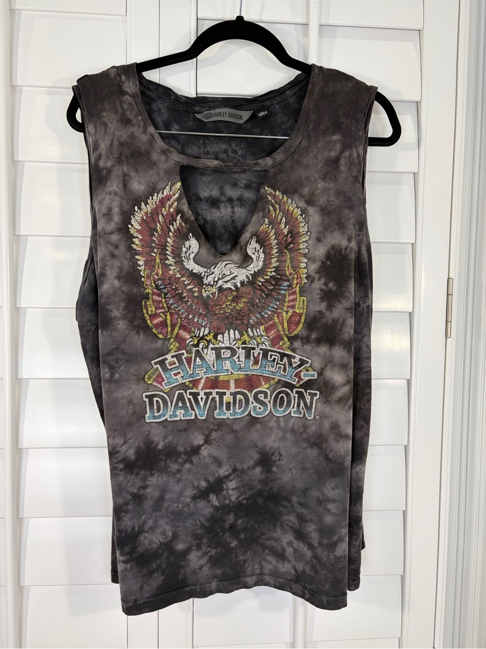 Harley-Davidson® Tie-Dye Eagle Graphic Tank with Keyhole Neckline (2XL)